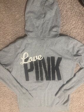 PINK Victoria's Secret Grey Zip-Up Hoodie